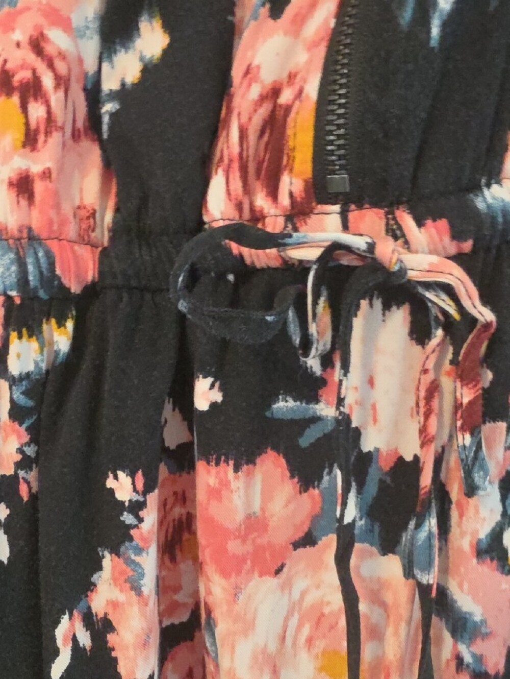 torrid Black Floral Midi Dress with Pink Roses and Blue Leaves - Picture 2 of 7